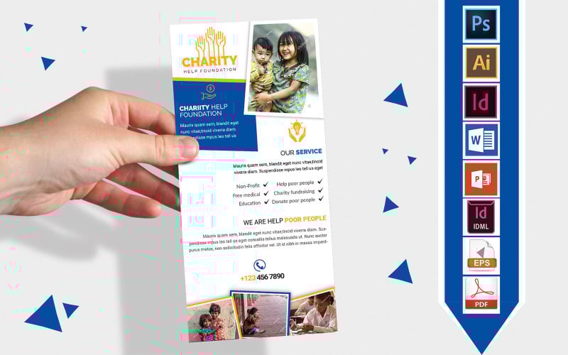 Download Фирменный стиль "Rack Card | Charity Donation DL Flyer Vol-02 - Corporate Identity Template" / Rack Card | Charity Donation DL Flyer Vol-02 - Corporate Identity Template - Фирменный стиль на тему графика dl,dl flyer,charity dl flyer,dontion dl flyer,rack card,hlep foundation,help poor,help measure people,help people,donate us,doante,donantion