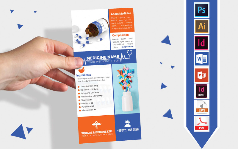 Download Фирменный стиль "Rack Card | Medicine Promotional DL Flyer Vol-02 - Corporate Identity Template" / Rack Card | Medicine Promotional DL Flyer Vol-02 - Corporate Identity Template - Фирменный стиль на тему графика dl,dl flyer,medicine dl flyer,medicine,pharmacy,pharmaceuticals,medicine flyer,flyer,poster,psd flyer,eps flyer,vector flyer,indesign flyer,doc file,doc flyer,ms word,ms word flyer,pdf flyer,