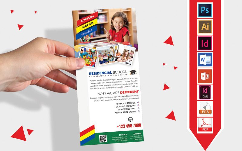 Download Фирменный стиль "Rack Card | School DL Flyer Vol-01 - Corporate Identity Template" / Rack Card | School DL Flyer Vol-01 - Corporate Identity Template - Фирменный стиль на тему графика dl,dl flyer,school dl flyer,activity,certification,child,children,class,college,curriculum,education,future,designphantom,hobby,intelligence,junior,kid,kindergarten,professional flyer,school