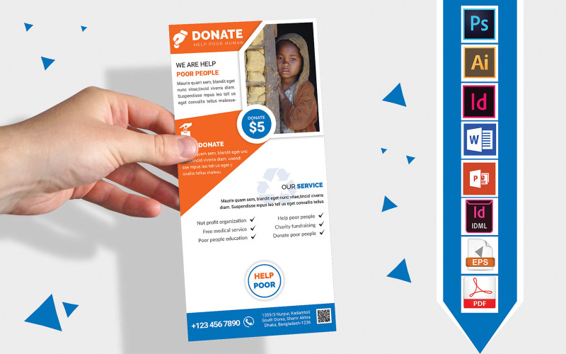 Rack-kort | Välgörenhetsdonation DL Flyer Vol-01 - mall för företagsidentitet