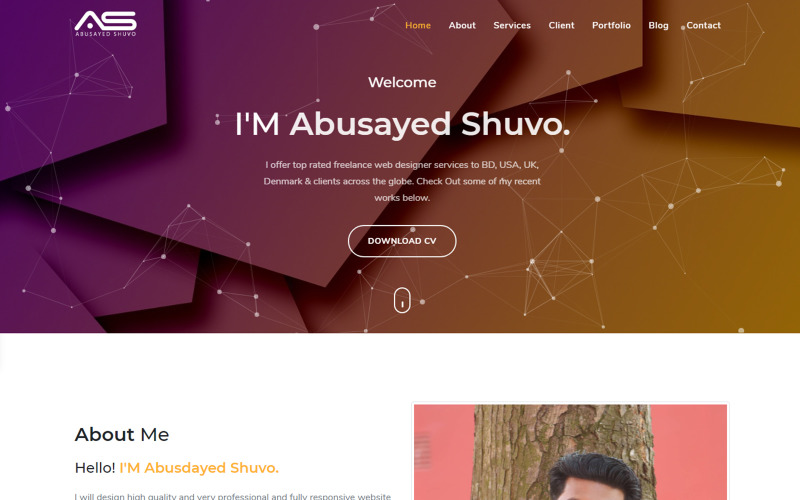 Шаблон цільової сторінки Shuvo Personal Portfolio