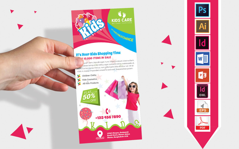 Tarjeta de rack | Kids Fashion Shop DL Flyer Vol-01 - Plantilla de identidad corporativa