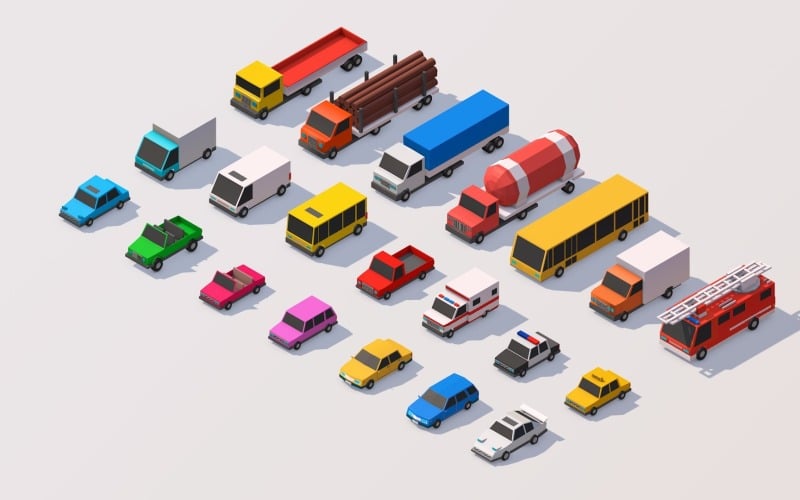 Polygonia City Cars Pack 3D Model