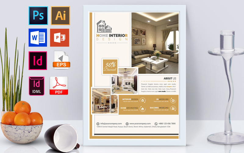 Affiche | Service de design d'intérieur Vol-02 - Modèle d'identité d'entreprise