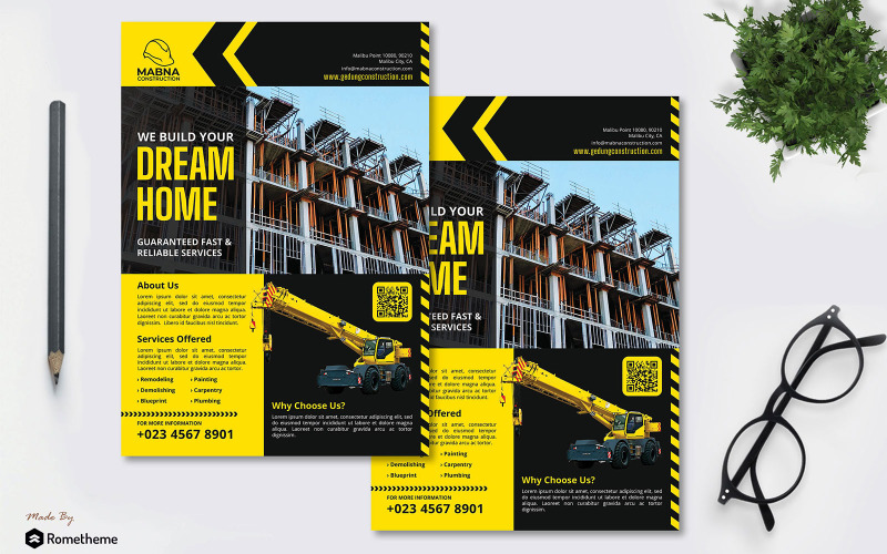 Download Фирменный стиль "Mabna Construction - Flyer RB - Corporate Identity Template" / Mabna Construction - Flyer RB - Corporate Identity Template - Фирменный стиль на тему дизайн и фотография a4,banner,black,blue,brochure,building,business,clean,company,construction,contractor,corporate,creative,design,elegant,engineer,equipment,flyer,gedung,industrial