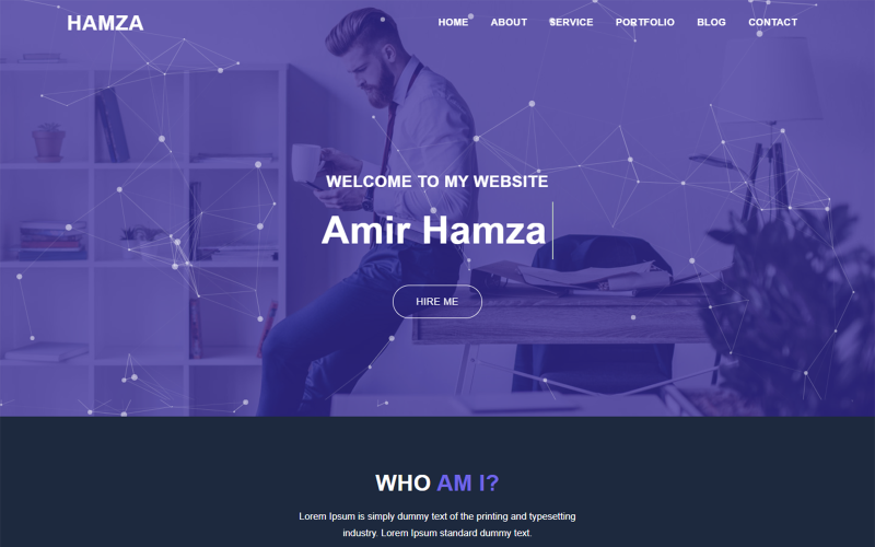 Modèle de page de destination du portefeuille personnel Hamza