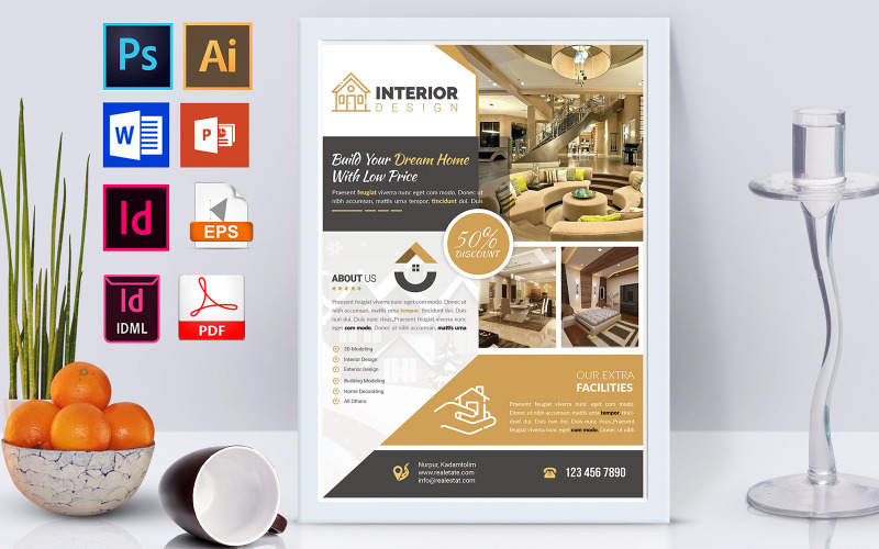 Plakat | Interior Design Service Vol-01 - Vorlage für Unternehmensidentität