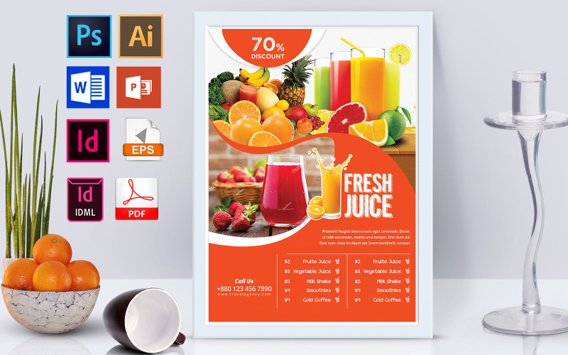 Плакат | Juice Menu or Shop Vol-03 - Шаблон фирменного стиля