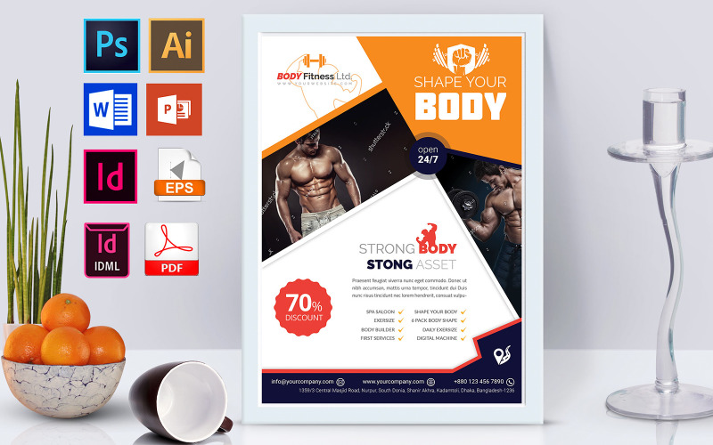 Download Фирменный стиль "Poster | Gym &amp; Fitness Vol-01 - Corporate Identity Template" / Poster | Gym &amp; Fitness Vol-01 - Corporate Identity Template - Фирменный стиль на тему графика gym,fitness,yoga,ladies gym,ladies yoga,body shape,gym flyer,gym poster,fitness flyer,fitness poster,yoga flyer,yoga poster,spa flyer,shape your body flyer,sports,body builder,flyer,psd,eps,i