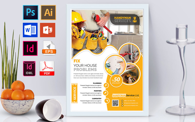 Download Фирменный стиль "Poster | Handy Man &amp; Plumber Service Vol-02 - Corporate Identity Template" / Poster | Handy Man &amp; Plumber Service Vol-02 - Corporate Identity Template - Фирменный стиль на тему графика plumber,handy man,plumbing,plumber service,handy man service,color expert,plumber flyer,plumber poster,plumbing flyer,plumber service flyer,handy man service flyer,handy man flyer,hany man po