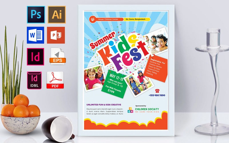 Download Фирменный стиль "Poster | Kids Summer Camp Vol-01 - Corporate Identity Template" / Poster | Kids Summer Camp Vol-01 - Corporate Identity Template - Фирменный стиль на тему графика kids camp,child camp,summer camp,kids summer camp,kids flyer,kids poster,child flyer,child poster,kids summer camp flyer,kids summer camp poster,kids sport flyer,school flyer,camping adventur
