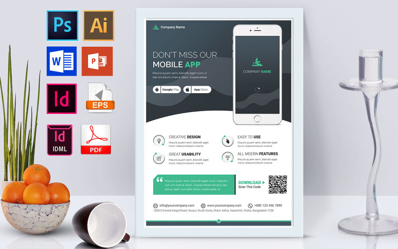 Download Фирменный стиль "Poster | Mobile App Promotional Vol-02 - Corporate Identity Template" / Poster | Mobile App Promotional Vol-02 - Corporate Identity Template - Фирменный стиль на тему графика mobile,mobile app,flyer,psd,eps,word,indesign,doc,docx,psd flyer,eps flyer,indesign flyer,doc file,doc flyer,docx flyer,mobile application,promotion,promotional,promotion flyer,promotional fl