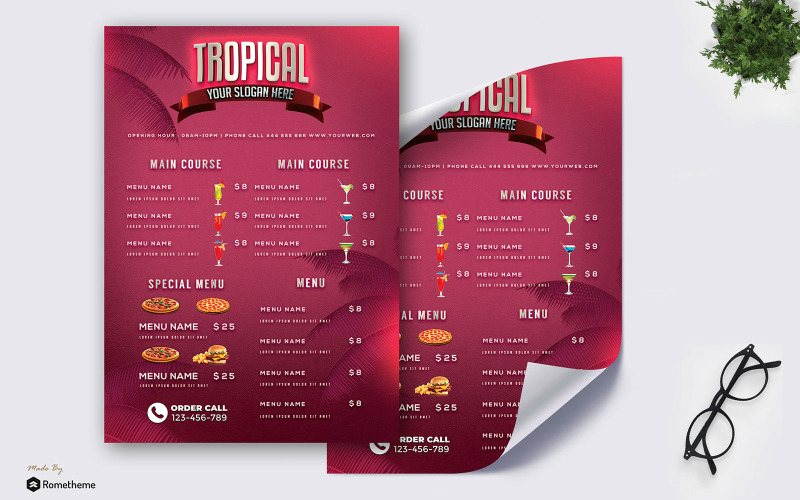 Download Фирменный стиль "Tropical Drink vol 1 MR - Corporate Identity Template" / Tropical Drink vol 1 MR - Corporate Identity Template - Фирменный стиль на тему графика tropical,drink,brochure,menu,product,promotion,cafe,professional,restaurant,bar,food,culinary,invitation,sale,design,creative