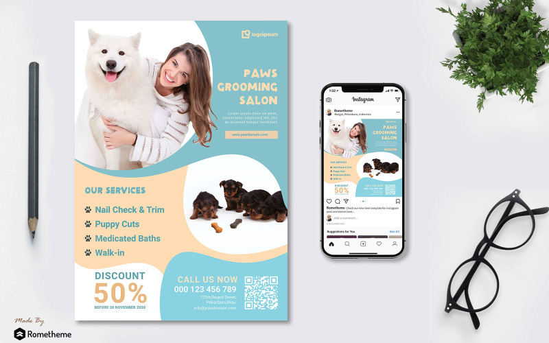 Download Фирменный стиль "Veterinary vol.01 - Flyer TY - Corporate Identity Template" / Veterinary vol.01 - Flyer TY - Corporate Identity Template - Фирменный стиль на тему графика a4,animal,animals,banner,blue,branding,brochure,business,care,clean,clinic,company,corporate,creative,design,doctor,dog,elegant,flyer,grooming