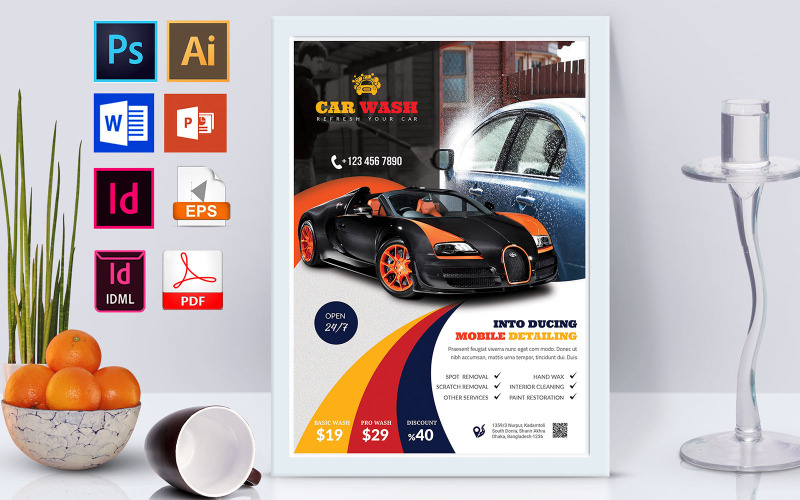 Affiche | Car Wash Vol-03 - Modèle d'identité d'entreprise