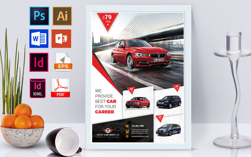 Affiche | Rent A Car Vol-04 - Modèle d'identité d'entreprise