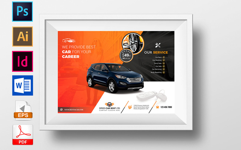 Cartel | Rent A Car Vol-02 - Plantilla de identidad corporativa