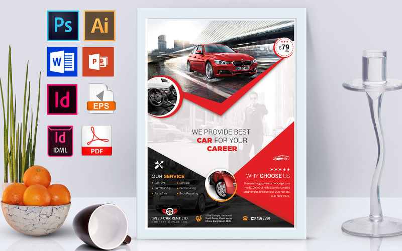 Plakat | Rent A Car Vol-03 - Vorlage für Unternehmensidentität