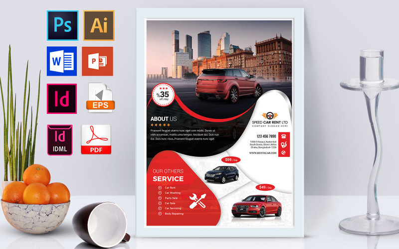 Plakat | Rent A Car Vol-08 - Vorlage für Unternehmensidentität