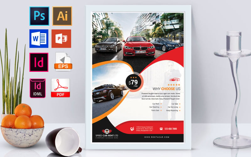 Plakat | Rent A Car Vol-09 - Vorlage für Unternehmensidentität
