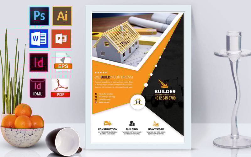 Download Фирменный стиль "Poster | Construction Vol-03 - Corporate Identity Template" / Poster | Construction Vol-03 - Corporate Identity Template - Фирменный стиль на тему графика construction,building,builders,construct,construction flyer,building flyer,builders flyer,building construction flyer,building construction,road construction flyer,heavy builders,builders mac
