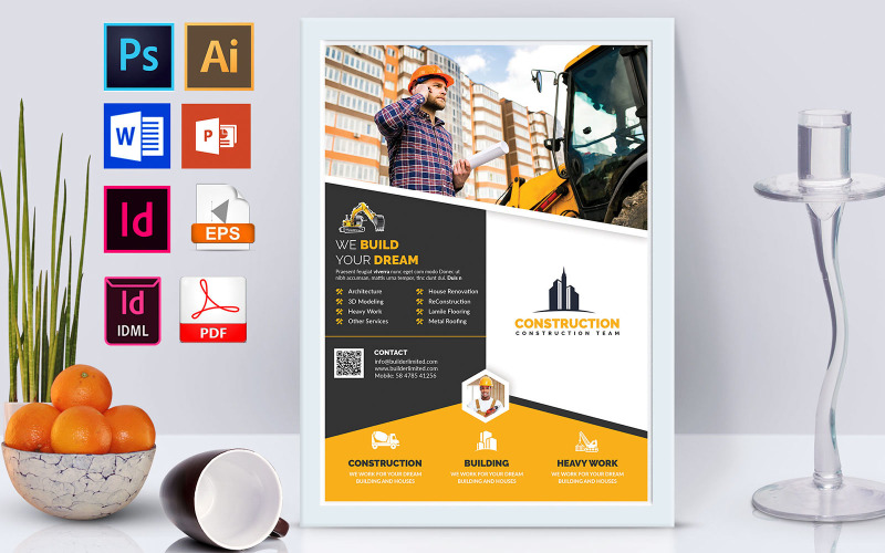 Download Фирменный стиль "Poster | Construction Vol-08 - Corporate Identity Template" / Poster | Construction Vol-08 - Corporate Identity Template - Фирменный стиль на тему графика construction,building,builders,construct,construction flyer,building flyer,builders flyer,building construction flyer,building construction,road construction flyer,heavy builders,builders mac