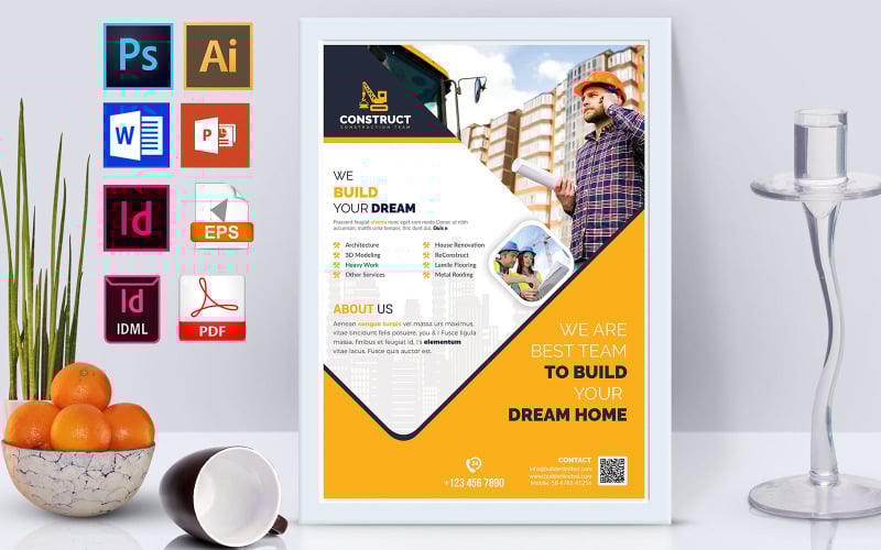 Download Фирменный стиль "Poster | Construction Vol-10 - Corporate Identity Template" / Poster | Construction Vol-10 - Corporate Identity Template - Фирменный стиль на тему графика construction,building,builders,construct,construction flyer,building flyer,builders flyer,building construction flyer,building construction,road construction flyer,heavy builders,builders mac