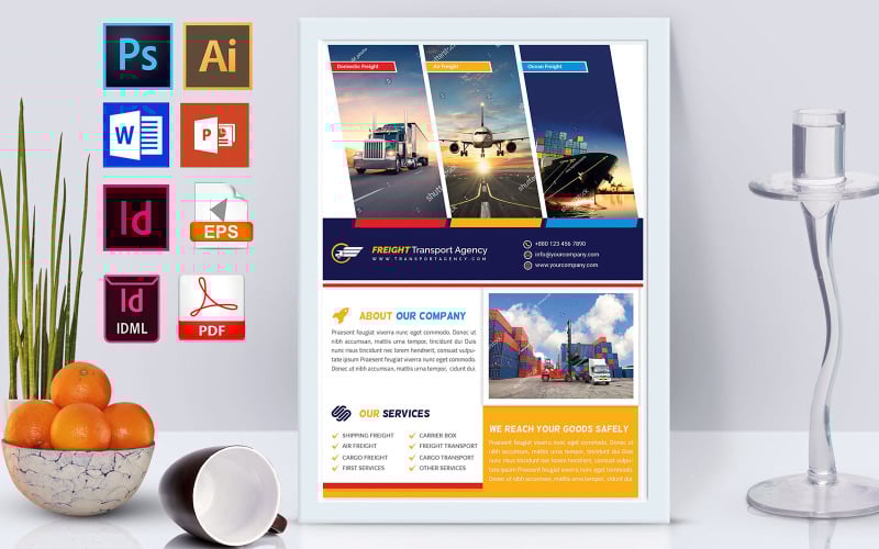 Download Фирменный стиль "Poster | Freight Transport Agency Vol-01 - Corporate Identity Template" / Poster | Freight Transport Agency Vol-01 - Corporate Identity Template - Фирменный стиль на тему графика transport agency,freight transport,transit,truck service,courier service,transport flyer,poster,transport poster,courier service flyer,courier service poster,freight transport service flyer,f