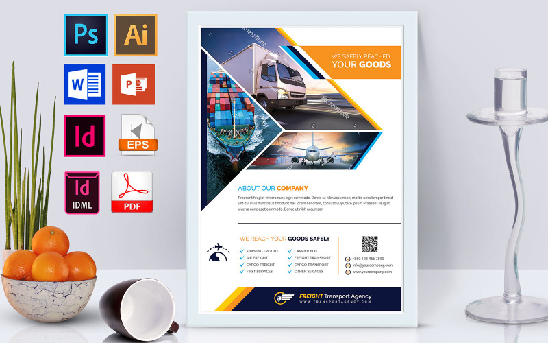 Download Фирменный стиль "Poster | Freight Transport Agency Vol-03 - Corporate Identity Template" / Poster | Freight Transport Agency Vol-03 - Corporate Identity Template - Фирменный стиль на тему графика transport agency,freight transport,transit,truck service,courier service,transport flyer,poster,transport poster,courier service flyer,courier service poster,freight transport service flyer,f