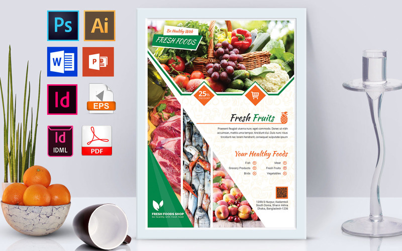 Download Фирменный стиль "Poster | Fresh Food Grocery Shop Vol-02 - Corporate Identity Template" / Poster | Fresh Food Grocery Shop Vol-02 - Corporate Identity Template - Фирменный стиль на тему графика fresh,fresh food,pure food,fresh food flyer,fresh food poster,pure food flyer,pure food poster,grocery shop,grocery,fresh food shop,pure food shop,grocery flyer,grocery shop flyer,flyer,psd,e