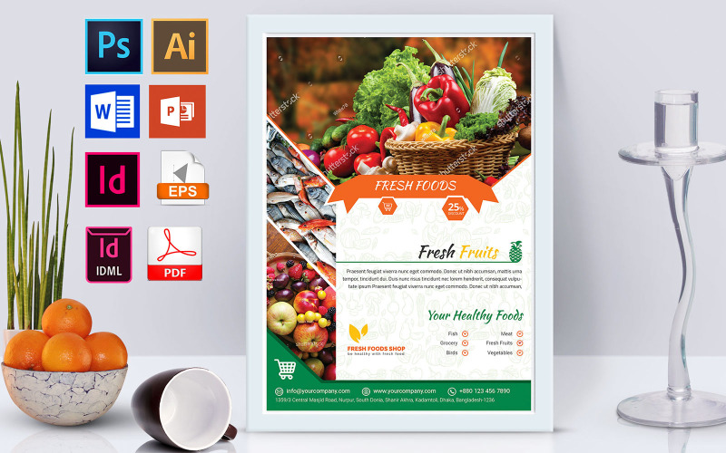 Download Фирменный стиль "Poster | Fresh Food Grocery Shop Vol-03 - Corporate Identity Template" / Poster | Fresh Food Grocery Shop Vol-03 - Corporate Identity Template - Фирменный стиль на тему графика fresh,fresh food,pure food,fresh food flyer,fresh food poster,pure food flyer,pure food poster,grocery shop,grocery,fresh food shop,pure food shop,grocery flyer,grocery shop flyer,flyer,psd,e