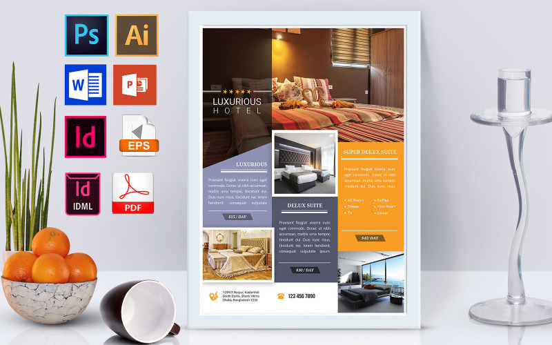 Download Фирменный стиль "Poster | Hotel Vol-01 - Corporate Identity Template" / Poster | Hotel Vol-01 - Corporate Identity Template - Фирменный стиль на тему графика hotel,restaurant,5 star hotel,3 star hotel,2 star hotel,normal hotel,hotel flyer,restaurant flyer,hotel business,couple room,hotel room,hotel details,travel hotel,tours hotel,tours flyer,trav