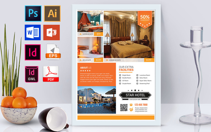 Download Фирменный стиль "Poster | Hotel Vol-05 - Corporate Identity Template" / Poster | Hotel Vol-05 - Corporate Identity Template - Фирменный стиль на тему графика hotel,restaurant,5 star hotel,3 star hotel,2 star hotel,normal hotel,hotel flyer,restaurant flyer,hotel business,couple room,hotel room,hotel details,travel hotel,tours hotel,tours flyer,trav