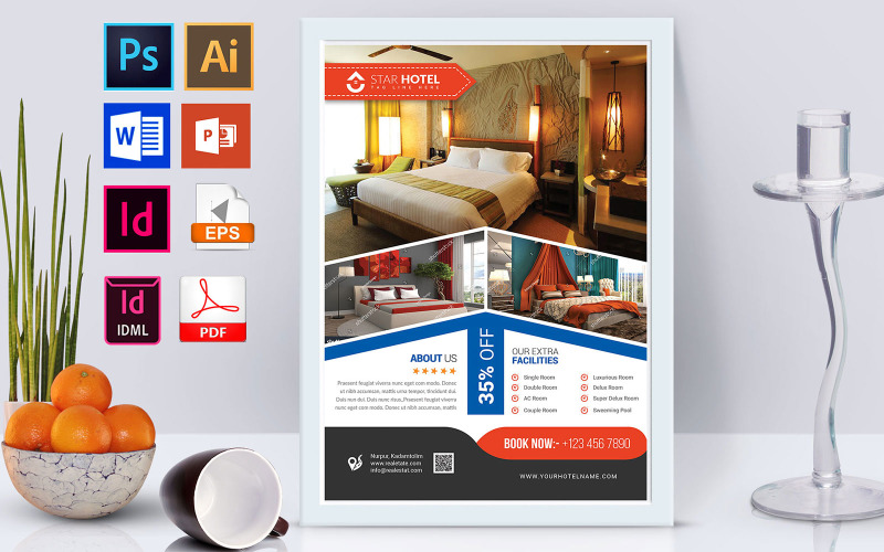 Download Фирменный стиль "Poster | Hotel Vol-07 - Corporate Identity Template" / Poster | Hotel Vol-07 - Corporate Identity Template - Фирменный стиль на тему графика hotel,restaurant,5 star hotel,3 star hotel,2 star hotel,normal hotel,hotel flyer,restaurant flyer,hotel business,couple room,hotel room,hotel details,travel hotel,tours hotel,tours flyer,trav