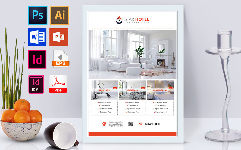 Download Фирменный стиль "Poster | Hotel Vol-08 - Corporate Identity Template" / Poster | Hotel Vol-08 - Corporate Identity Template - Фирменный стиль на тему графика hotel,restaurant,5 star hotel,3 star hotel,2 star hotel,normal hotel,hotel flyer,restaurant flyer,hotel business,couple room,hotel room,hotel details,travel hotel,tours hotel,tours flyer,trav