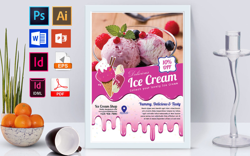Download Фирменный стиль "Poster | Ice Cream Shop Vol-02 - Corporate Identity Template" / Poster | Ice Cream Shop Vol-02 - Corporate Identity Template - Фирменный стиль на тему графика ice cream,ice,ice shop,shop,ice cream shop,flyer,psd flyer,eps flyer,ai flyer,vector flyer,indesign flyer,word flyer,ms word,doc file,doc flyer,free download,download,chocolate ice cream,prin
