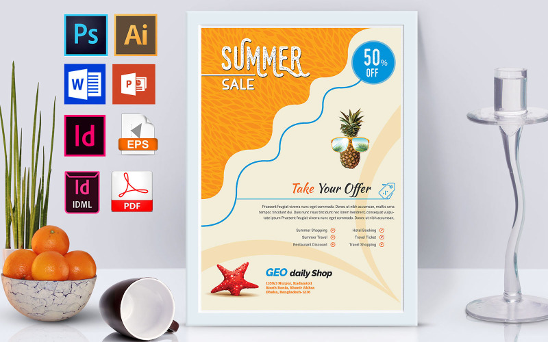 Download Фирменный стиль "Poster | Summer Sale Vol-01 - Corporate Identity Template" / Poster | Summer Sale Vol-01 - Corporate Identity Template - Фирменный стиль на тему графика summer poster,summer sale poster,summer discount poster,summer sale offer poster,summer tour offer,summer travel offer,flyer,psd,eps,indesign,ms word,ms powerpoint,idml,vector eps,psd flyer,e