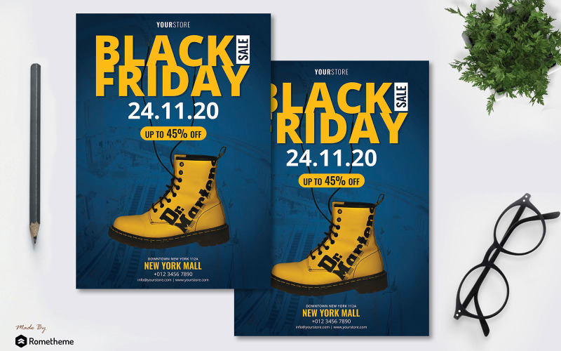 Download Фирменный стиль "Black Friday Sale vol.02- Flyer - Corporate Identity Template" / Black Friday Sale vol.02- Flyer - Corporate Identity Template - Фирменный стиль на тему графика banner,black,business,elegant,friday,invitation,market,marketing,poster,print,promotion,psd,sale,services,template,navy