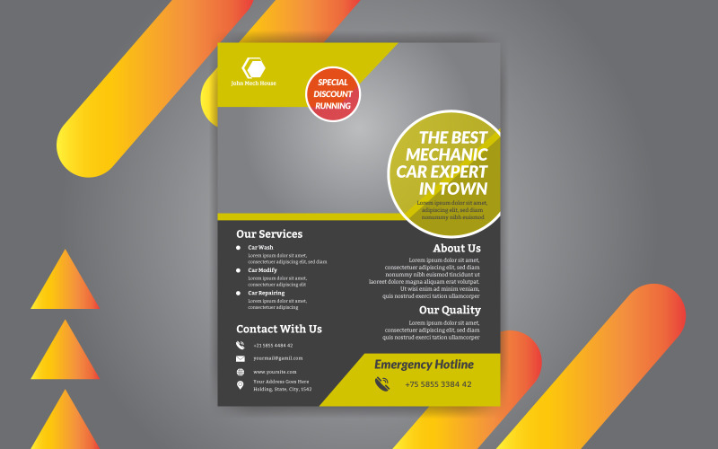 Download Фирменный стиль "Modern Auto repair Flyer Design" / Modern Auto repair Flyer Design - Фирменный стиль на тему графика mechanic,sign,advertising,rent,presentation,publication,decoration,service car,equipment,dealership,creative,success,automotive,poster,card,motor,repair,corporate,marketing,layout