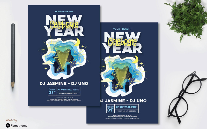 Download Фирменный стиль "New Year Celebrate - Flyer AS - Corporate Identity Template" / New Year Celebrate - Flyer AS - Corporate Identity Template - Фирменный стиль на тему графика newyear,2021,invitation,celebrate,promotion,event,festival,flyer,brochure,banner,illustration,vector,print,design
