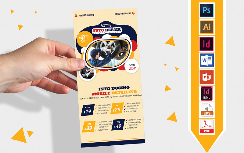 Download Фирменный стиль "Rack Card | Car Auto Repair DL Flyer Vol-02 - Corporate Identity Template" / Rack Card | Car Auto Repair DL Flyer Vol-02 - Corporate Identity Template - Фирменный стиль на тему графика car,autor,car repair,car repair flyer,car repair poster,auto repaire,auto repair flyer,auto repair poster,automobile,automobile service,automobile service flyer,automobile service poster,car 