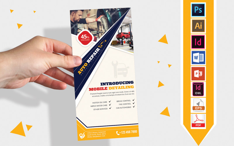 Download Фирменный стиль "Rack Card | Car Auto Repair DL Flyer Vol-03 - Corporate Identity Template" / Rack Card | Car Auto Repair DL Flyer Vol-03 - Corporate Identity Template - Фирменный стиль на тему графика car,autor,car repair,car repair flyer,car repair poster,auto repaire,auto repair flyer,auto repair poster,automobile,automobile service,automobile service flyer,automobile service poster,car 