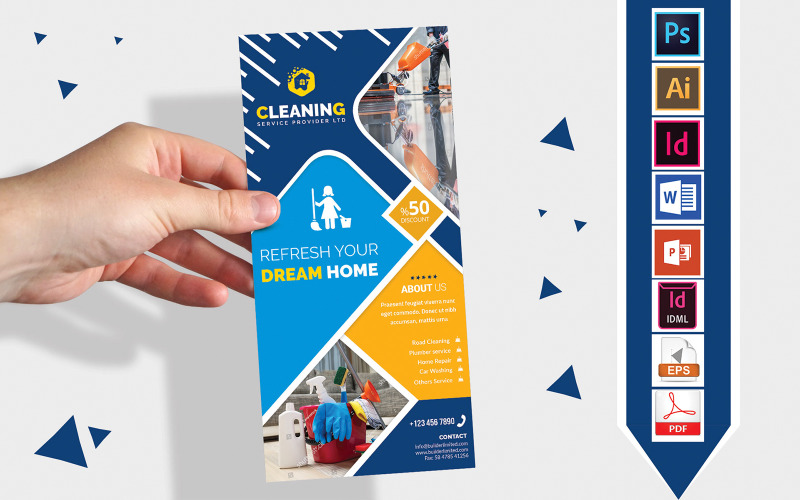 Download Фирменный стиль "Rack Card | Cleaning Service DL Flyer Vol-03 - Corporate Identity Template" / Rack Card | Cleaning Service DL Flyer Vol-03 - Corporate Identity Template - Фирменный стиль на тему графика clean,clean home,clean road,clean hospital,cleaning service,cleaning business,cleaning service flyer,cleaning service poster,cleaning business provider,clean design,cleaning design,clean post