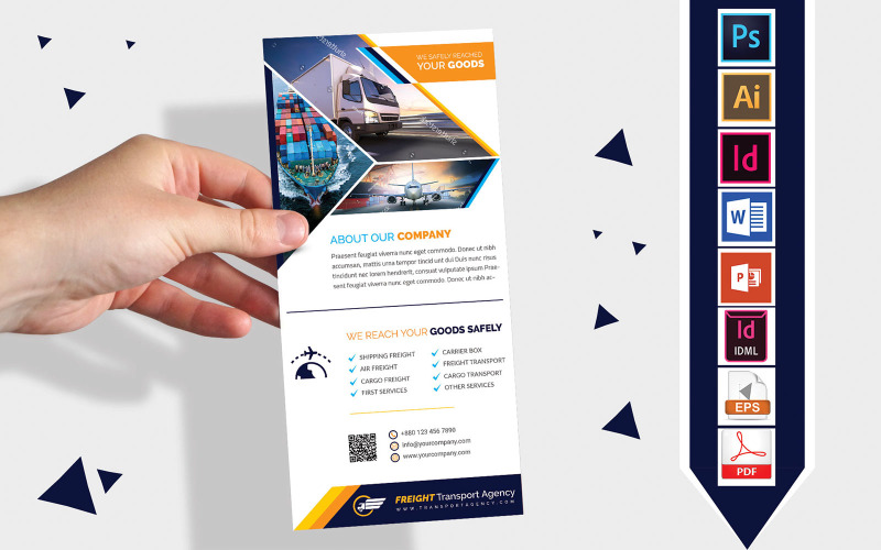 Download Фирменный стиль "Rack Card | Freight Transport Agency DL Flyer Vol-03" / Rack Card | Freight Transport Agency DL Flyer Vol-03 - Фирменный стиль на тему графика dl,dl flyer,transport agency dl flyer,transport agency,freight transport,transit,truck service,courier service,transport flyer,poster,transport poster,courier service flyer,courier service po