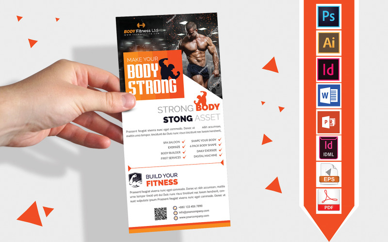 Rack Card | Gym Fitness DL Flyer Vol-03 - Corporate Identity Template