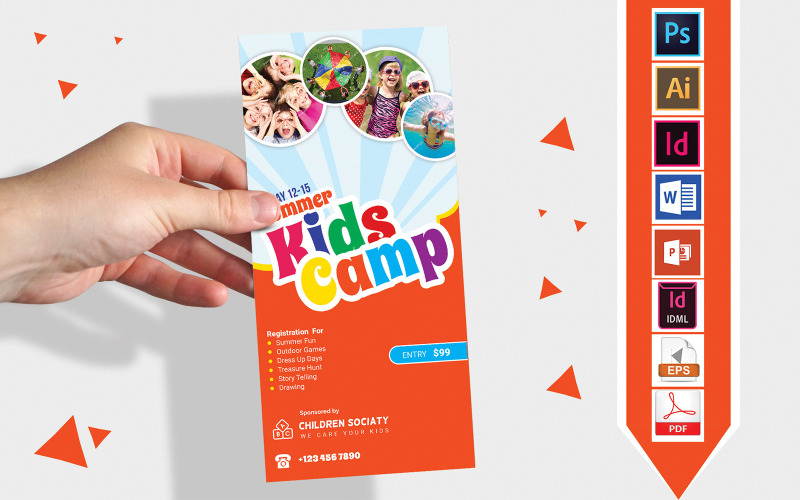 Download Фирменный стиль "Rack Card | Kids Summer Camp DL Flyer Vol-02 - Corporate Identity Template" / Rack Card | Kids Summer Camp DL Flyer Vol-02 - Corporate Identity Template - Фирменный стиль на тему графика dl,dl flyer,kids camp dl flyer,kids camp,child camp,summer camp,kids summer camp,kids flyer,kids poster,child flyer,child poster,kids summer camp flyer,kids summer camp poster,kids sport flye
