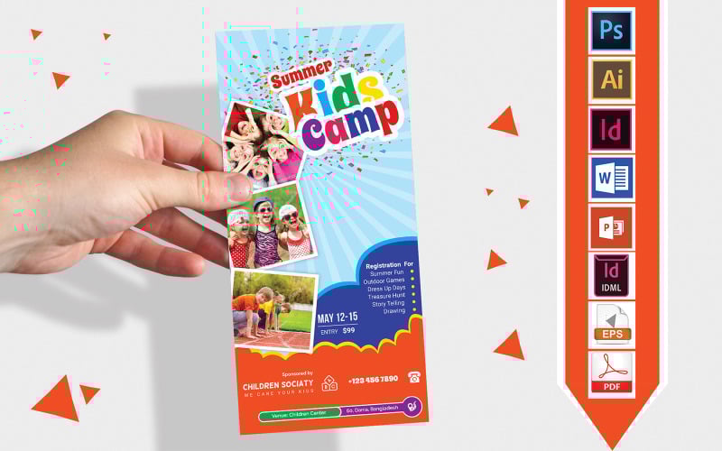 Download Фирменный стиль "Rack Card | Kids Summer Camp DL Flyer Vol-03 - Corporate Identity Template" / Rack Card | Kids Summer Camp DL Flyer Vol-03 - Corporate Identity Template - Фирменный стиль на тему графика dl,dl flyer,kids camp dl flyer,kids camp,child camp,summer camp,kids summer camp,kids flyer,kids poster,child flyer,child poster,kids summer camp flyer,kids summer camp poster,kids sport flye