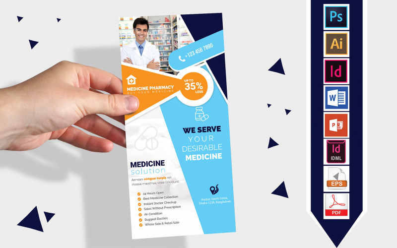 Download Фирменный стиль "Rack Card | Pharmacy or Medicine Shop DL Flyer Vol-02" / Rack Card | Pharmacy or Medicine Shop DL Flyer Vol-02 - Фирменный стиль на тему графика pharmacy,medicine sale,pharmacy flyer,pharmacy poster,poster,medicine sale poster,pharmacy store flyer,pharmacy store poster,pharmacy stall,medicine stall,dl flyer,rack card flyer,rack card