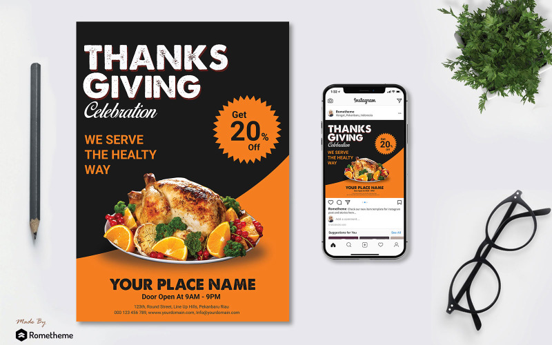 Download Фирменный стиль "Thanks Giving vol.01 Flyer - Corporate Identity Template" / Thanks Giving vol.01 Flyer - Corporate Identity Template - Фирменный стиль на тему графика banner,black,brochure,business,chicken,company,corporate,creative,culinary,design,dicount,disc,discount,feed,flyer,food,giving,hat,market,mustard
