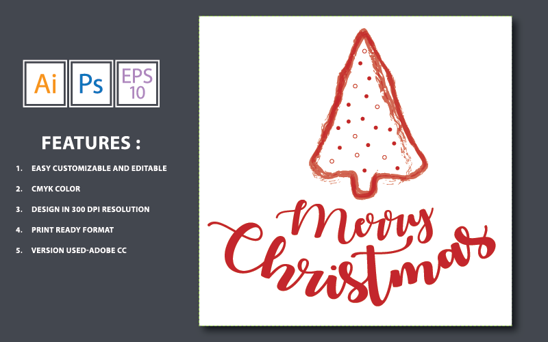 Merry Christmas Tree Vector - Ilustracja